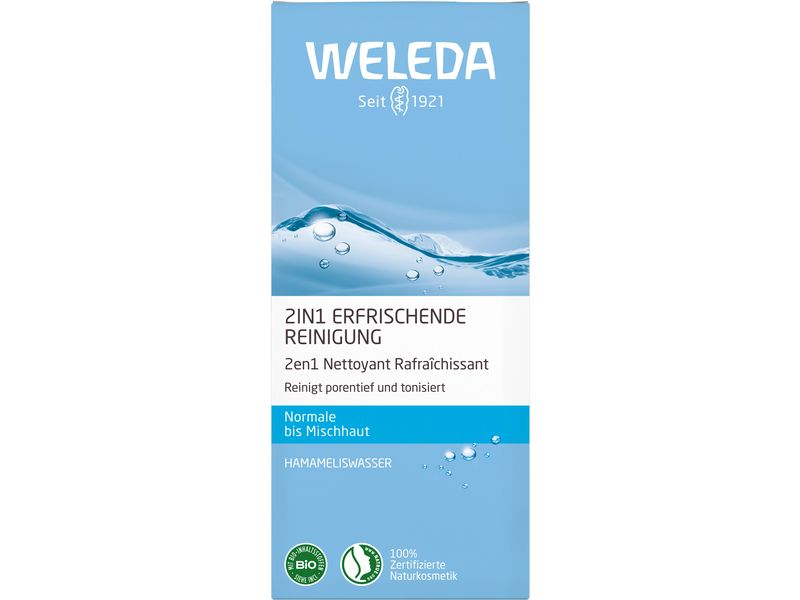 WELEDA Gesichtsreinigung 2in1 Erfrischend 100 ml Natürliche Gesichtslotion entfernt Make-up, bewahrt Feuchtigkeit