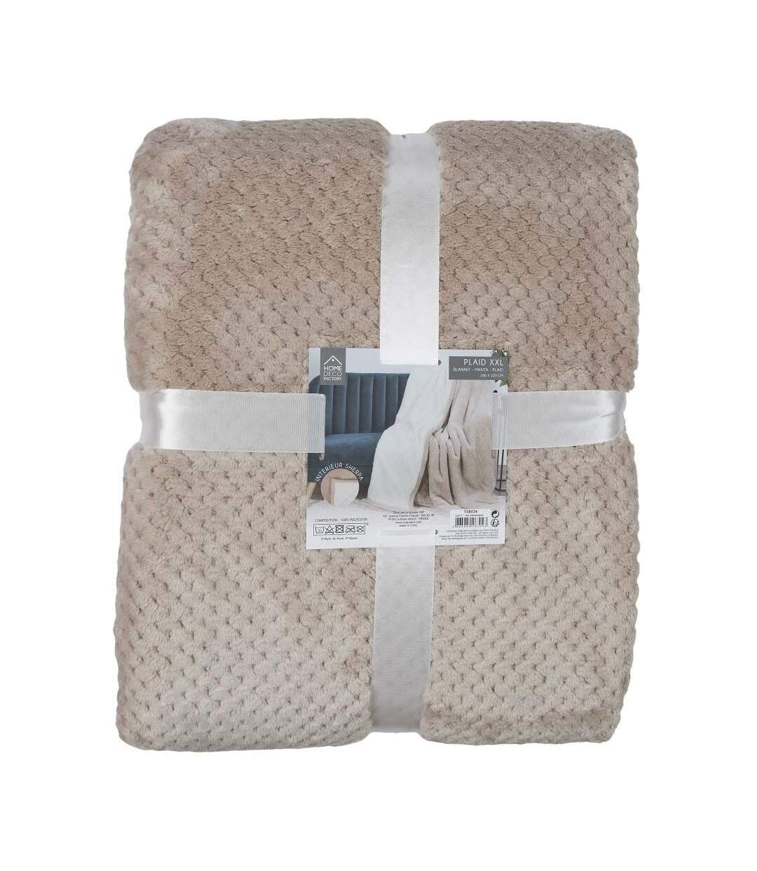 Plaid sherpa effet nid d'abeille 180x220 cm Beige