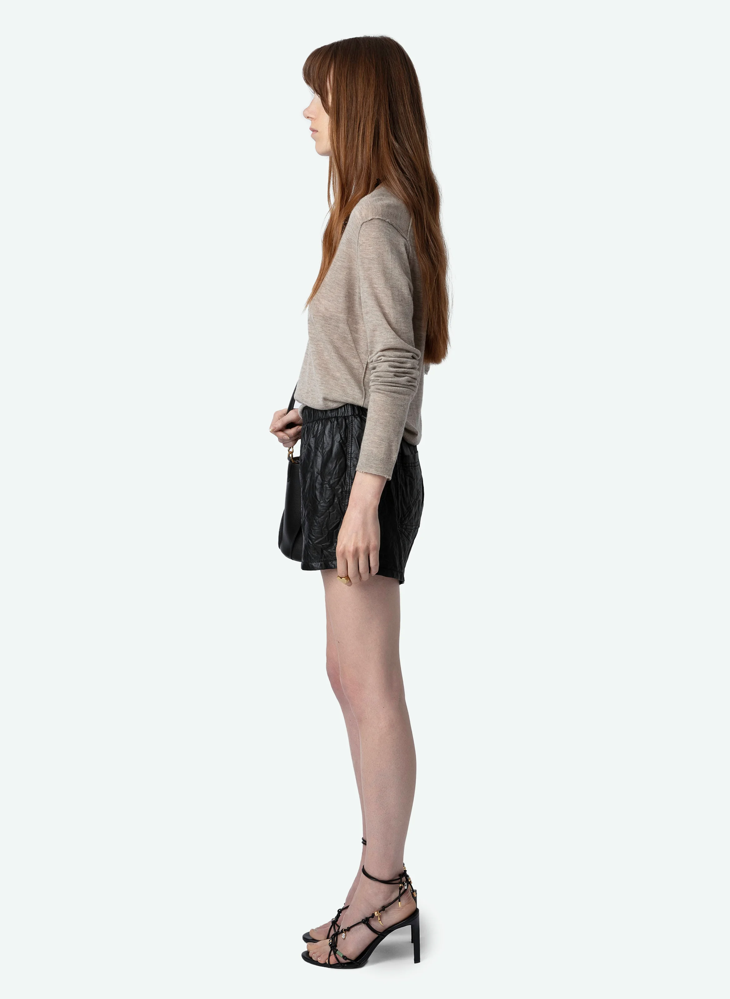 RIVY - Pull droit col V en cachemire | Beige
