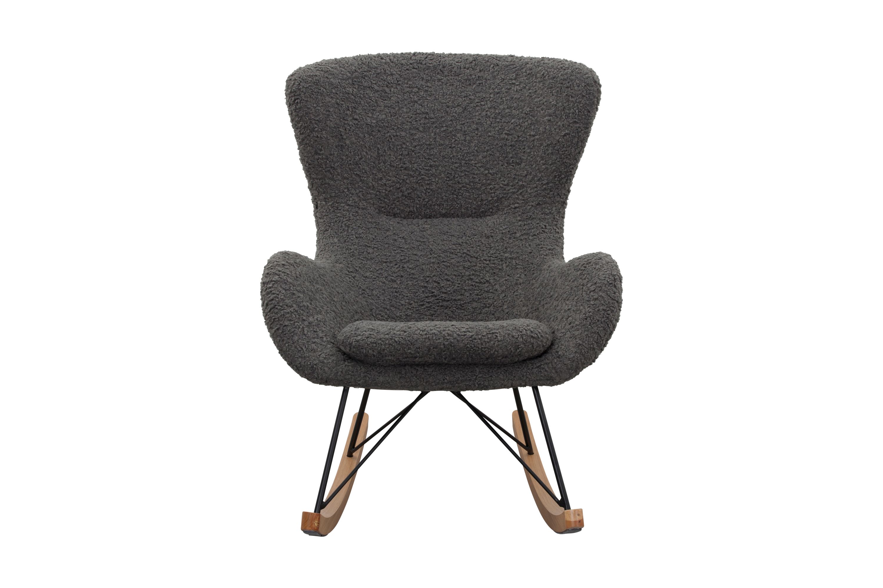 Schaukelstuhl Teddyfell Dunkelgrau Relaxsessel Polstersessel Loungesessel