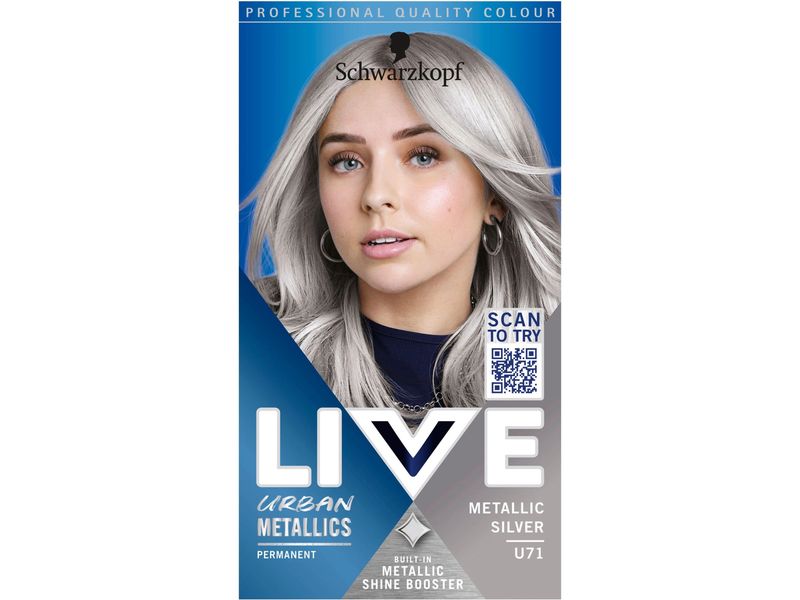 Schwarzkopf LIVE Haarcoloration Urban Metallics U71 Metalli Haarfarbe mit Metall-Glanz-Booster für kühle, schimmernde Töne