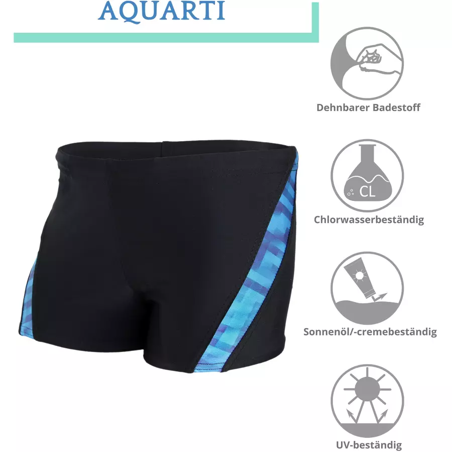 Aquarti Jungen Schwimmhose Kontrastfarbige Einsätze blau