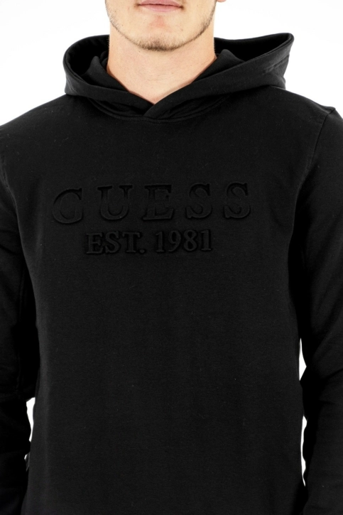 sweat guess jeans beau hoodie jblk jet black a996