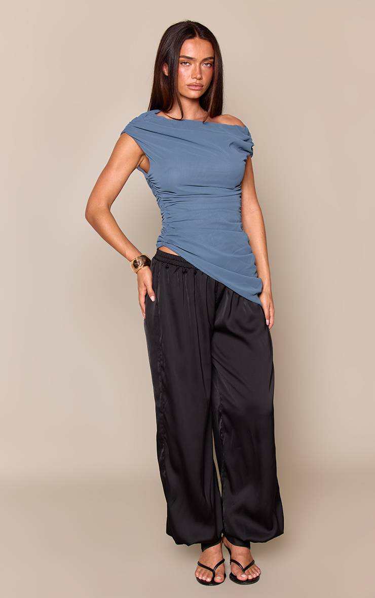 Charbon Haut Asymétrique En Mousseline Avec Détails Froncés