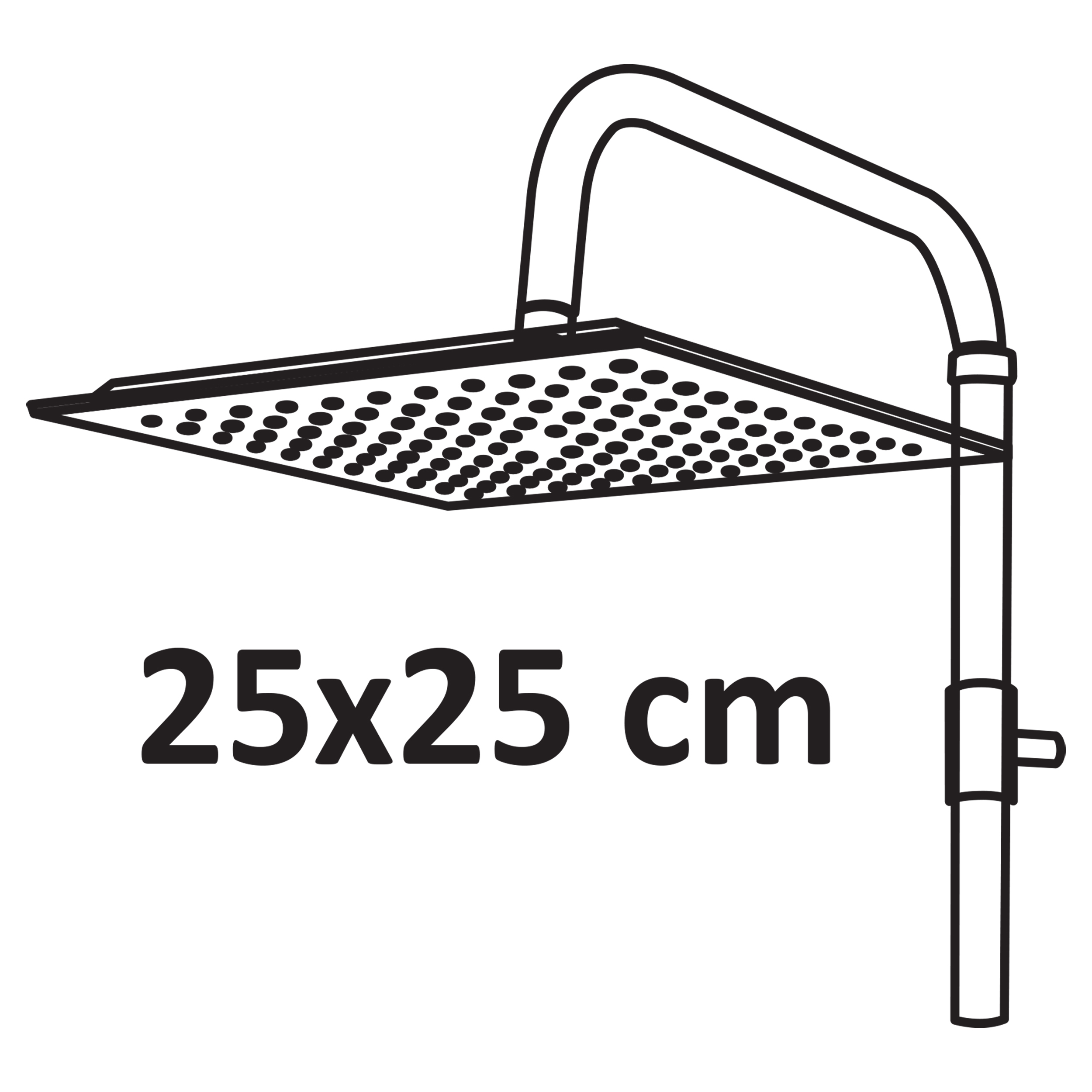 Differnz Thermoline opbouw regendouche vierkant 25cm mat zwart