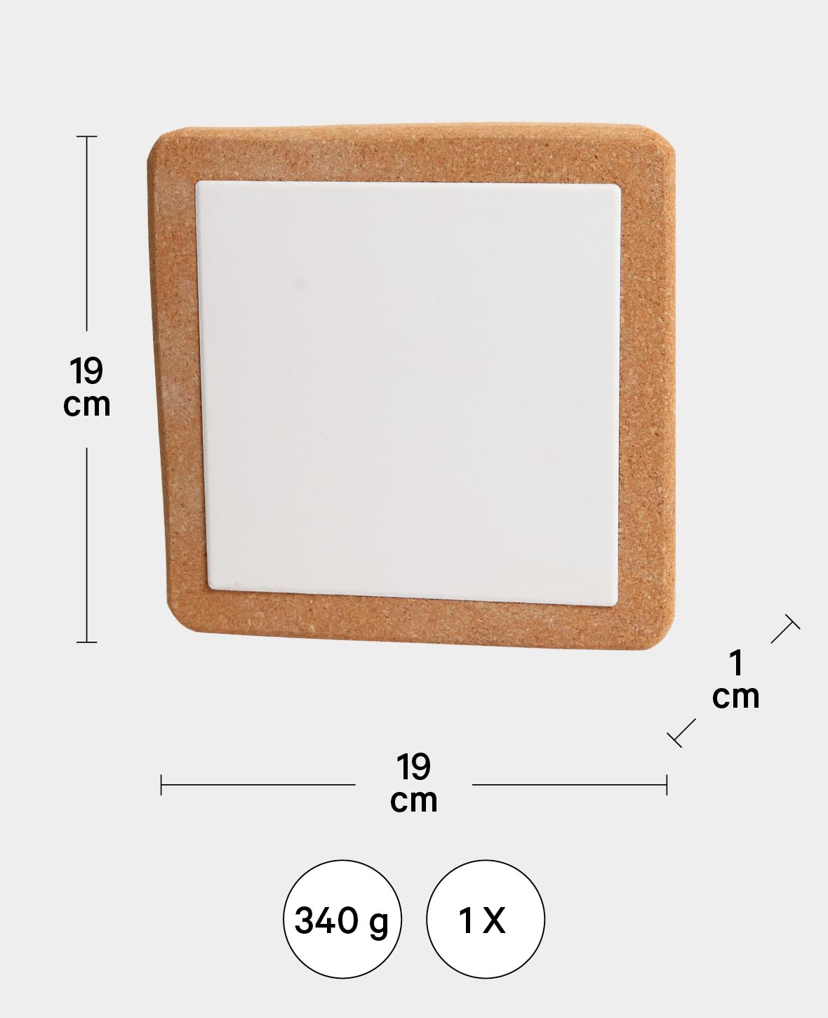 (19x19cm) Kork Untersetzer Porzellan DIY Untersetzer - Braun