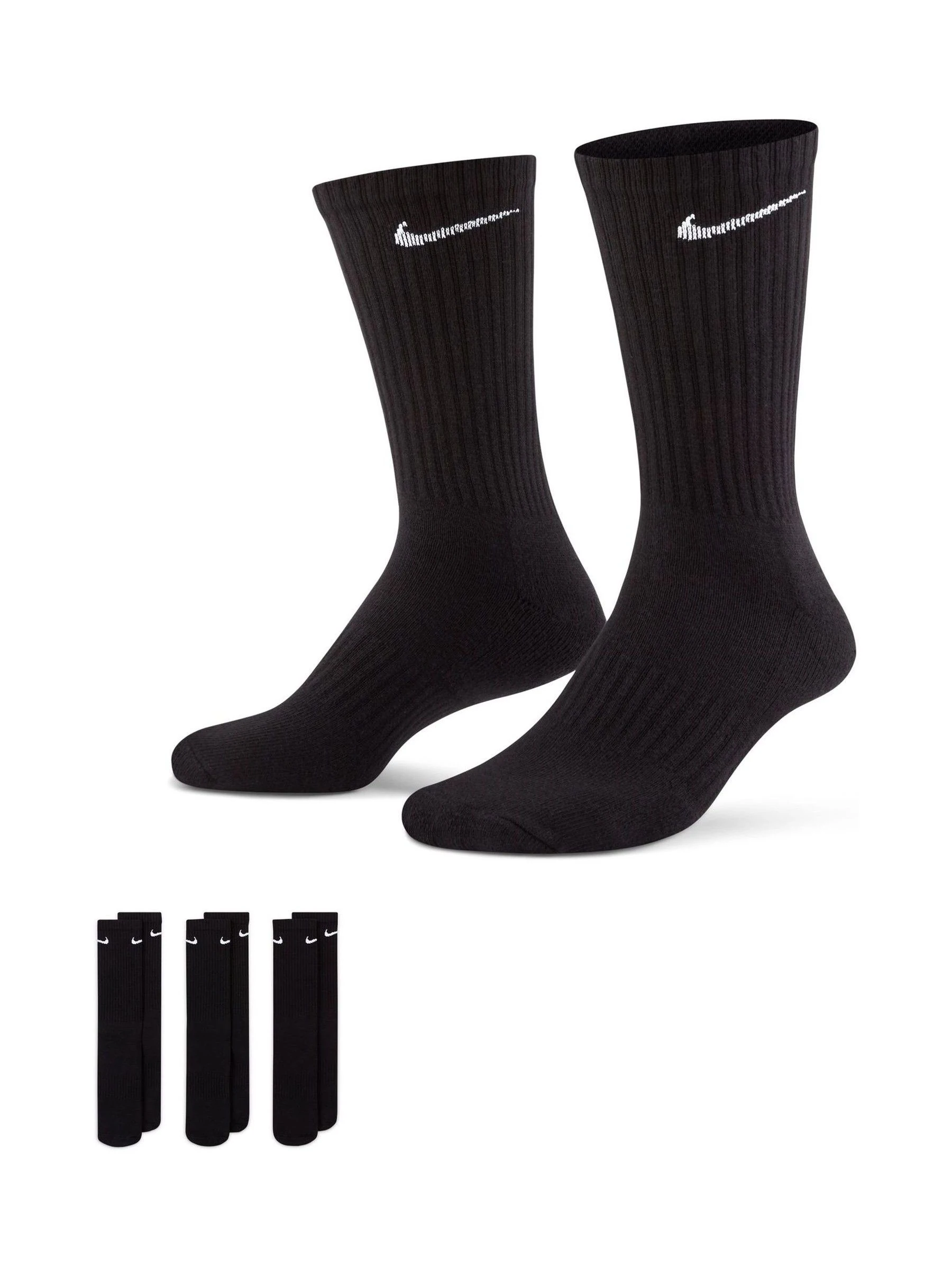 Zwart - Ronde hals - Nike Everyday set van 3 paar verzachte sokken met boord