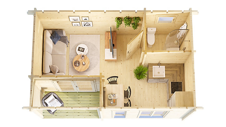 Abri de jardin + plancher Weka 701 en bois coloris brut ép.70 mm surface extérieure 30,15 m²
