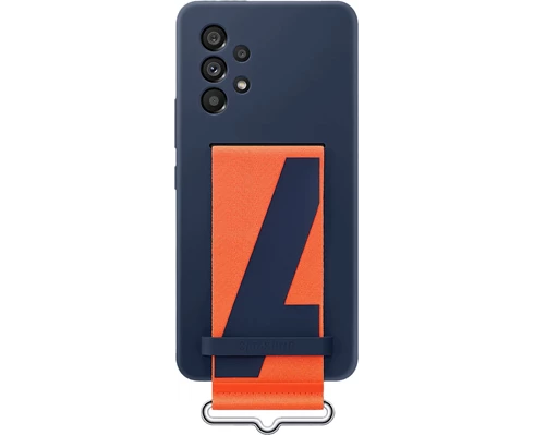 Samsung A53 Silicone Cover with Strap Navy
