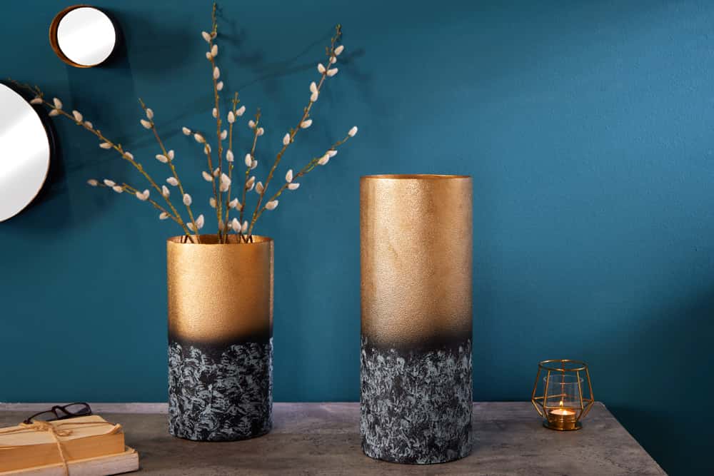 Dekorative Vase ABSTRACT 40cm gold Metall Patina handmade