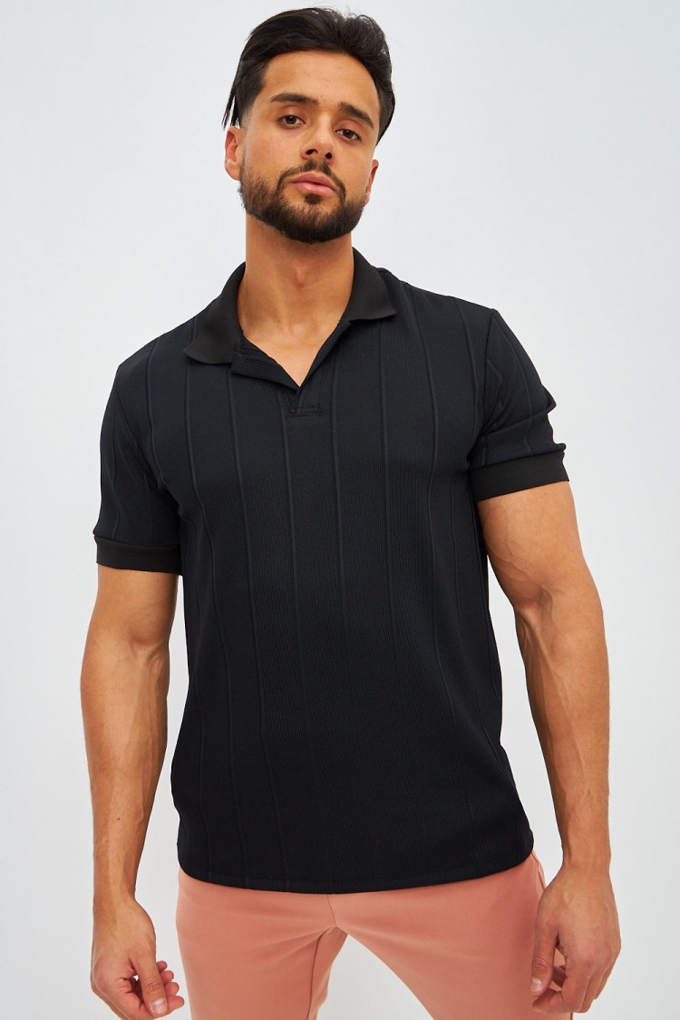 Polo côtelé noir