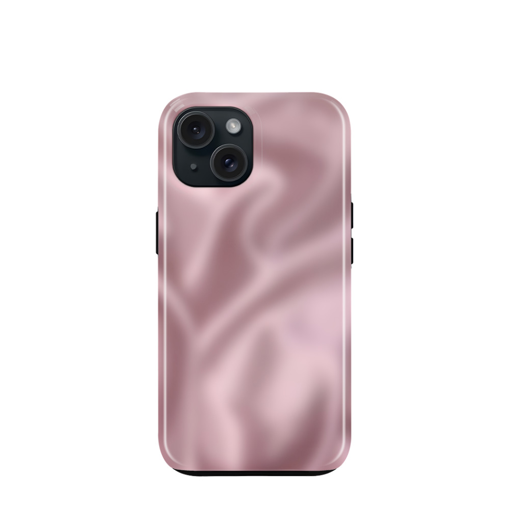 iPhone 15 Hybrid (Kunststoff / Gummi) Hülle Seidenglanz 3 - Rosa