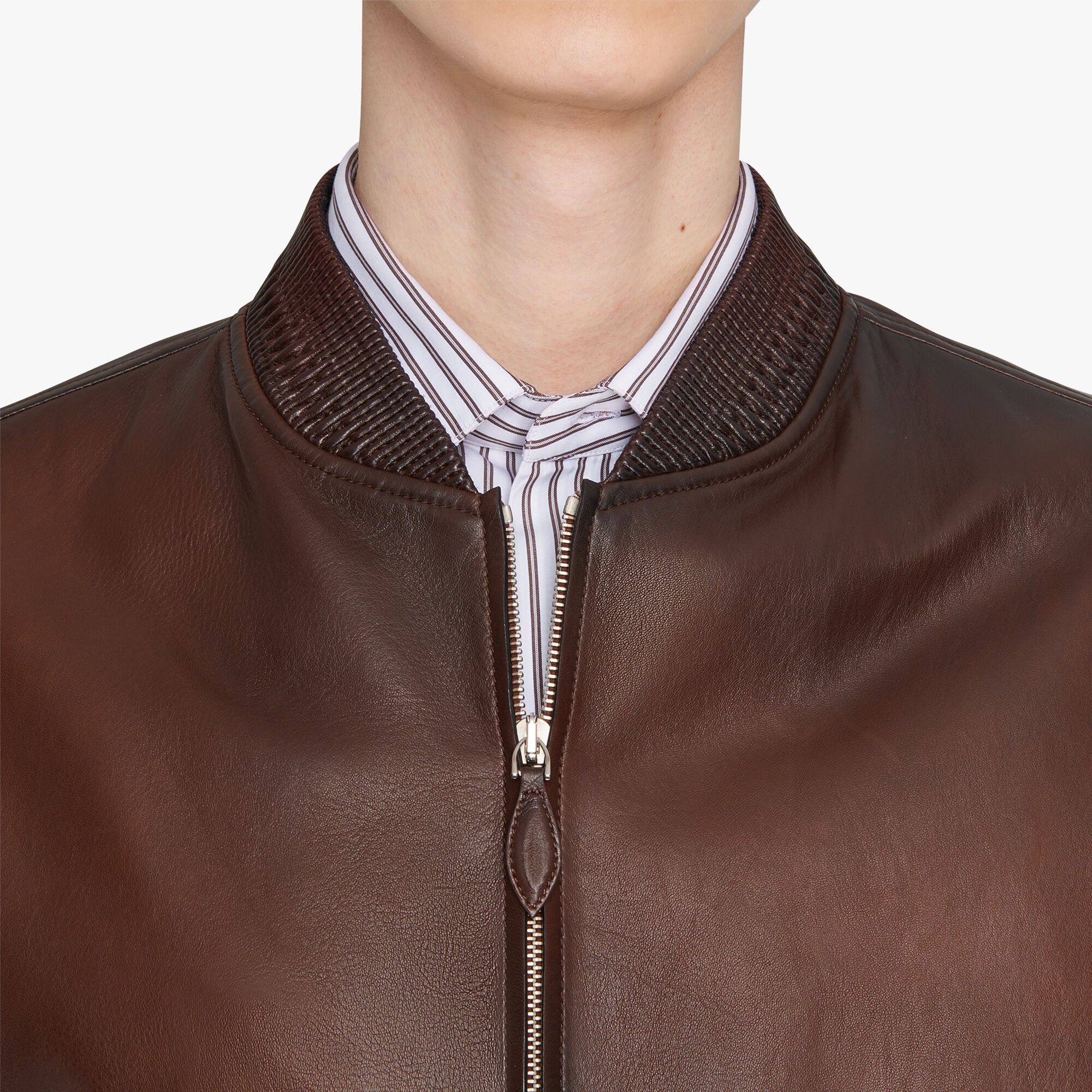 Bomber En Cuir Patine