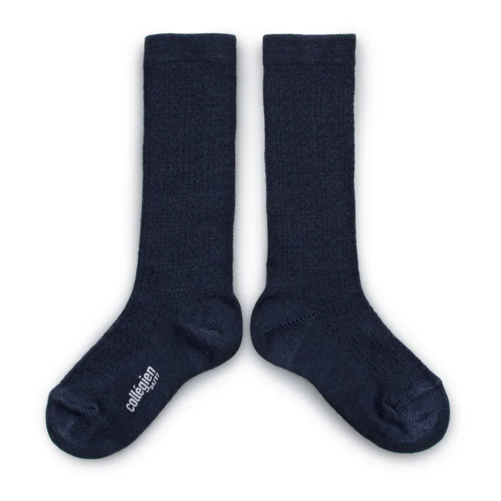 Collégien Chaussettes en laine mérinos Adèle | Bleu nuit