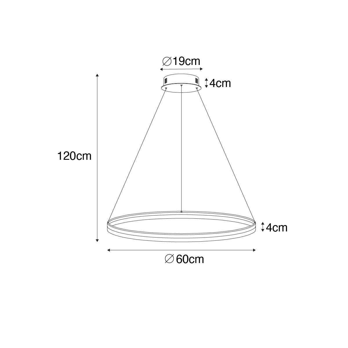 Design hanglamp wit 60 cm incl. LED 3-staps dimbaar - Anello