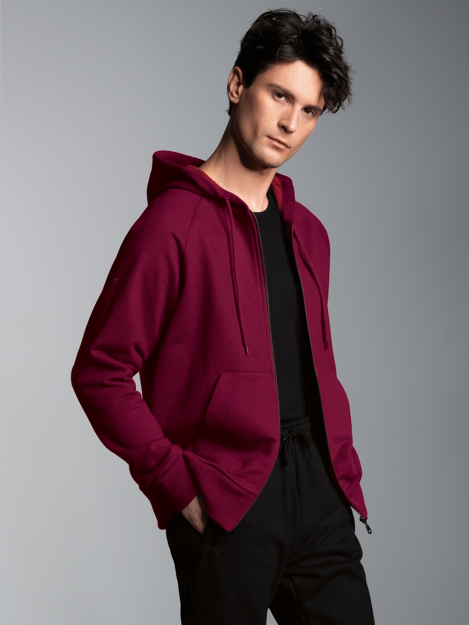 Sweatjacke mit KapuzeChianti-melange