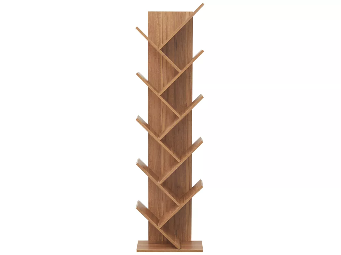 Bibliothèque Etagère 10 Etagères Bois Marron Moderne 160x44,5x22