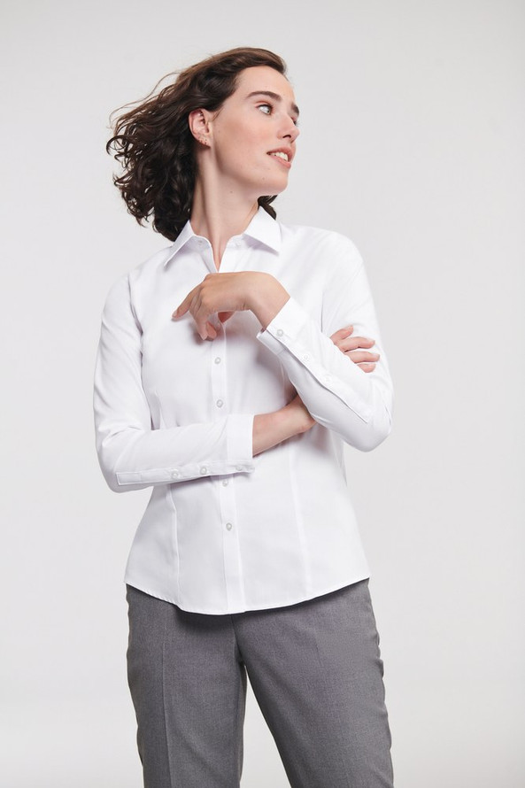 Russell Collection RU962F - CHEMISE FEMME MANCHE LONGUES À CHEVRONS