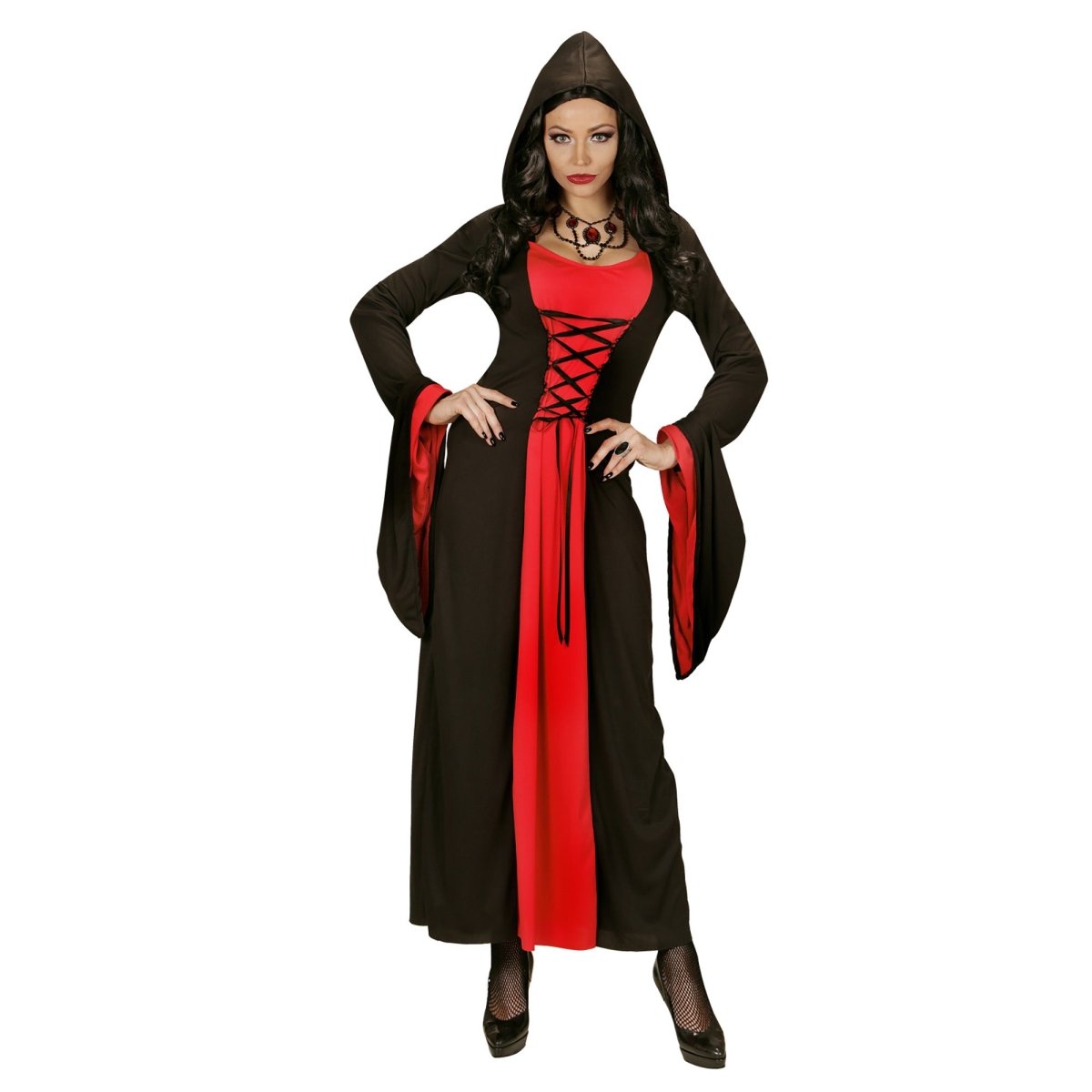 Halloween Jurk Rood Zwart Dames Gotisch