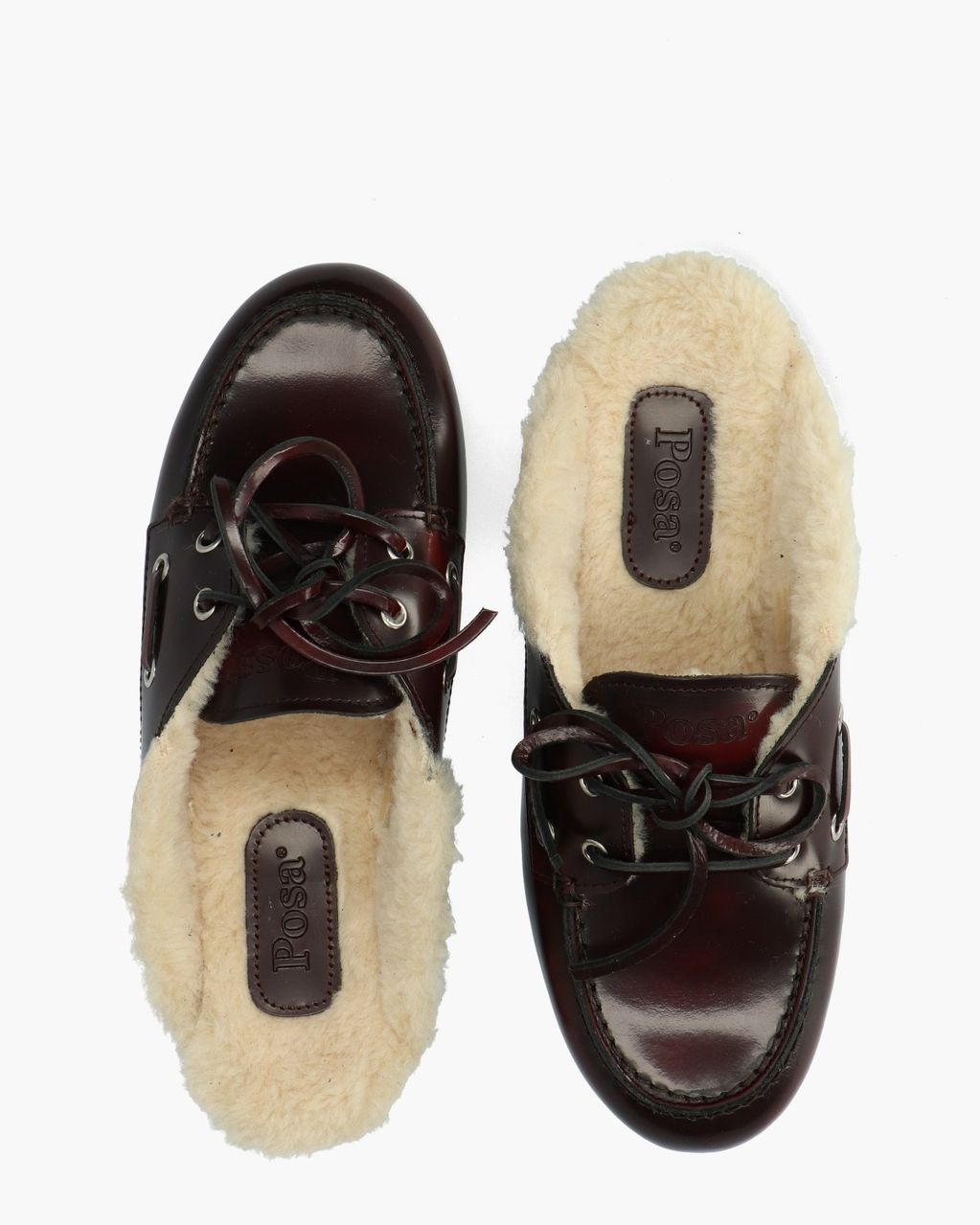 Posa Boat Loafer Mule Fur Bordeauxrood Damesslippers