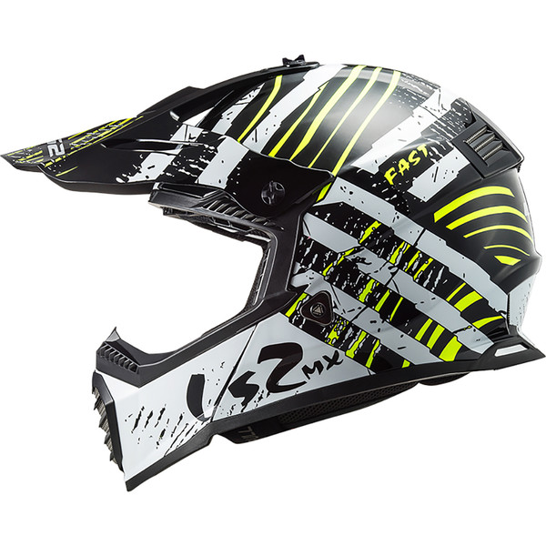 LS2 - Casque MX437 Fast Evo Verve Noir / Blanc / Jaune fluo