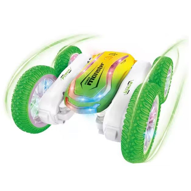 (15x15cm) Ferngesteuertes 2.4GHz RC Spielzeug Auto Stunt Car mit 360° Drehung / LED Licht / Sound Effekte (Batteriebetrieben) - Assortiert