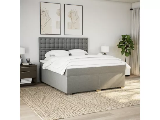Sommier à lattes de lit avec matelas Gris clair 180x200cm Tissu