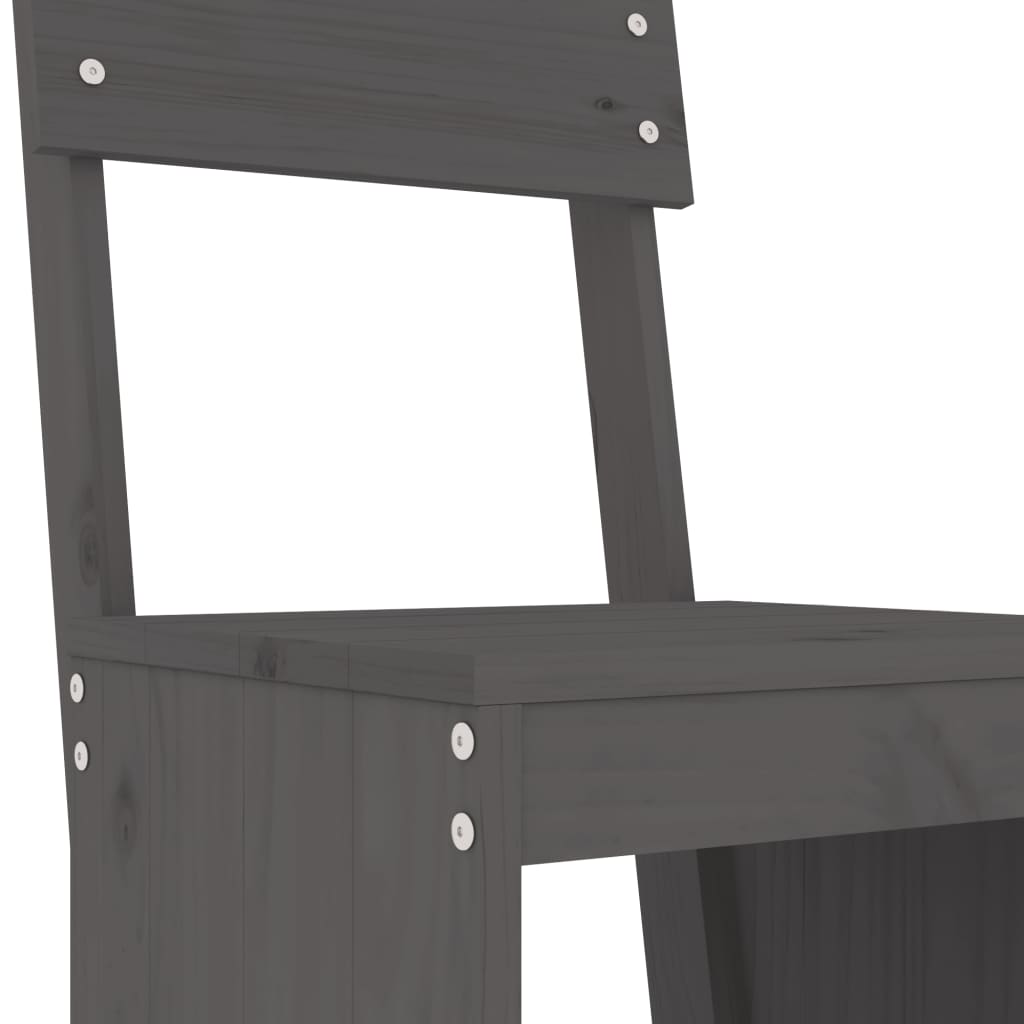 Ensemble de bar de jardin 3 pcs gris bois de pin massif