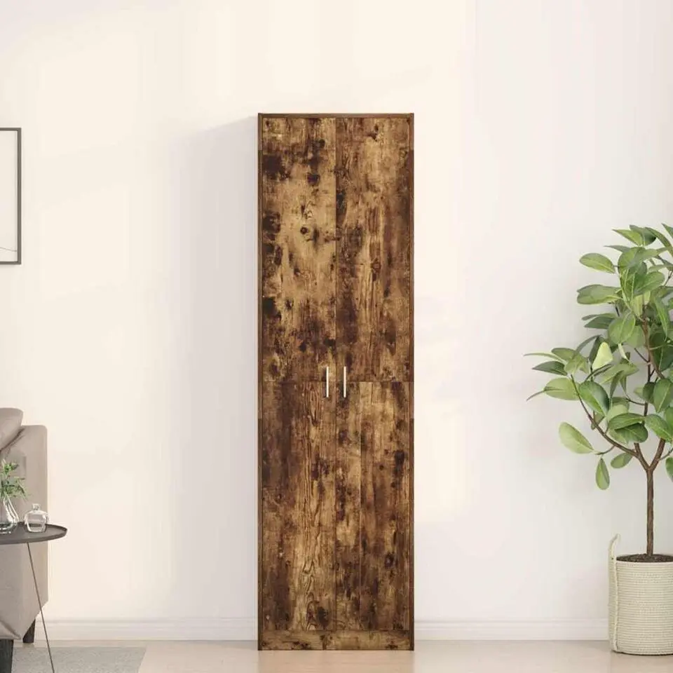 vidaXL - 2-deurs Kledingkast met planken - Hout - Gerookt eiken - 55x25x189 cm