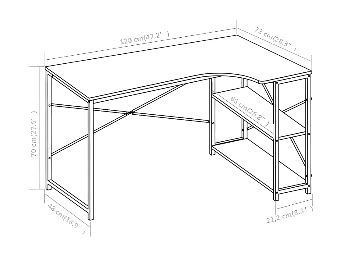 Bureau d'ordinateur Blanc 120 x 72 x 70 cm