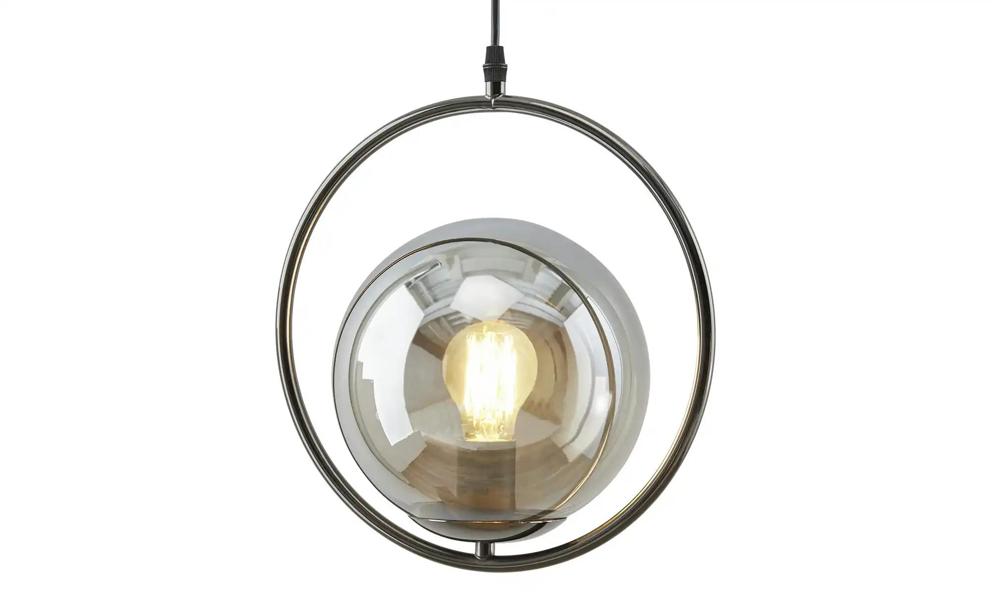 KHG Pendelleuchte, 1-flammig, schwarz-chrom mit Rauchglas