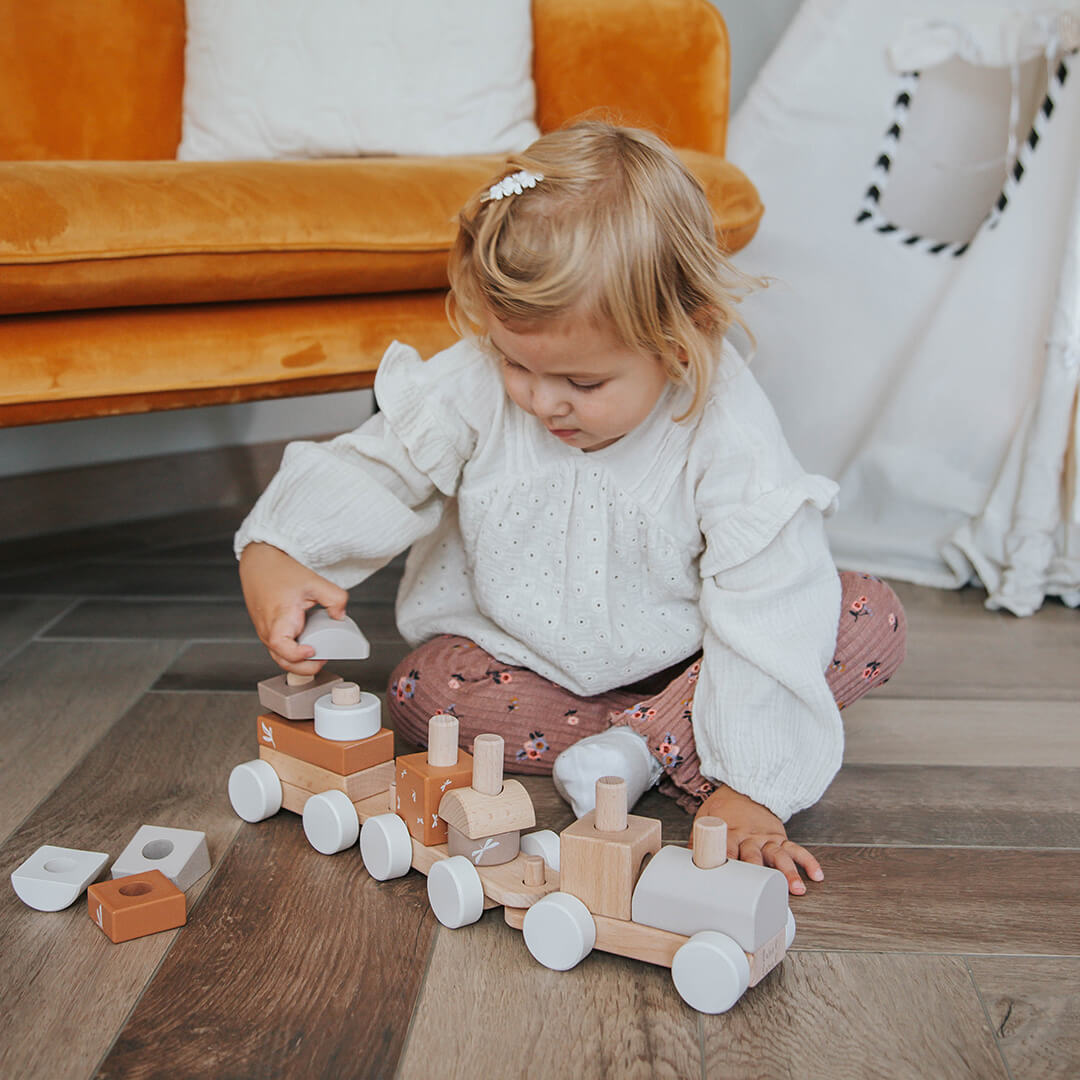 Label label blokkentrein nougat