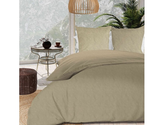 SOLEIL D OCRE - Parure de lit housse de couette Parure de lit unie bohème lin 240x220 cm