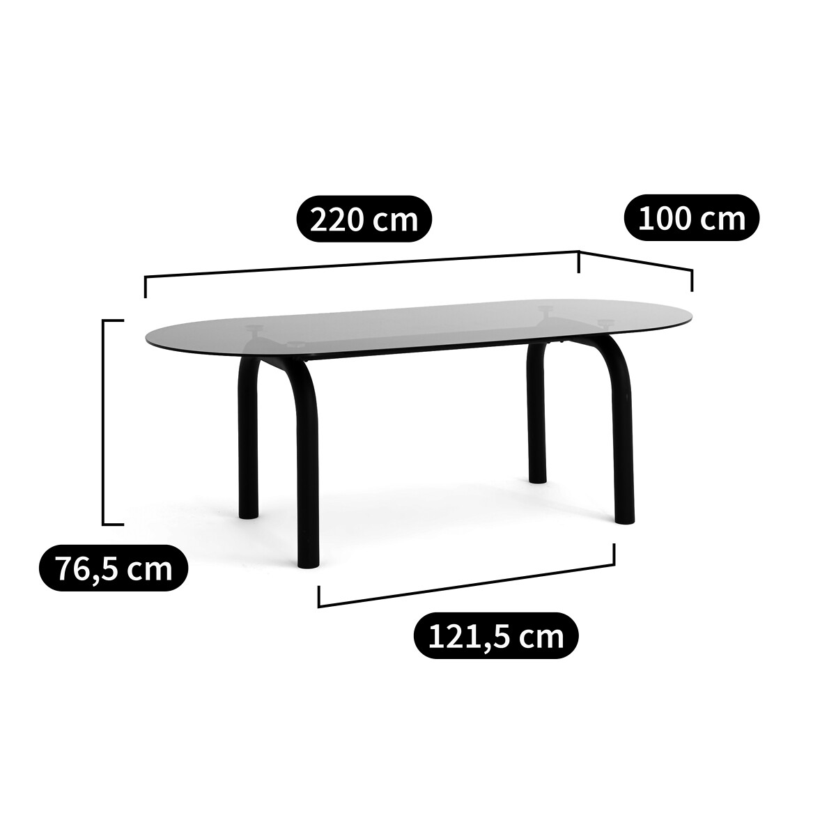 LA REDOUTE INTERIEURS<br>Mesa em aço e vidro fumê, Polly