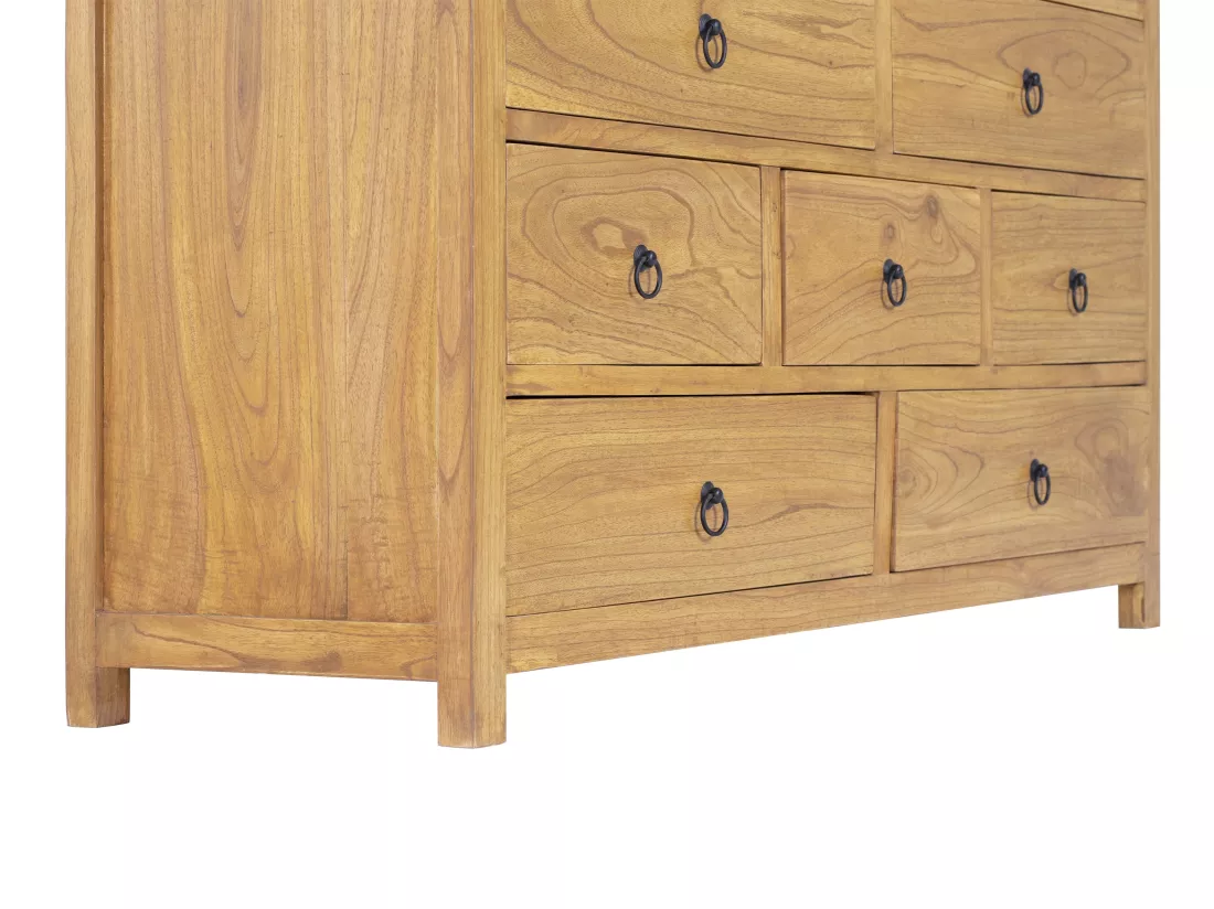 Commode 10 tiroirs - Bois de mindi - Naturel - PILABO