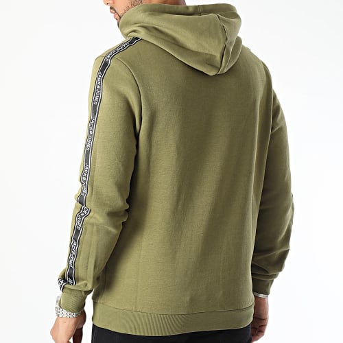Sweat Capuche A Bandes Taper Vert Kaki