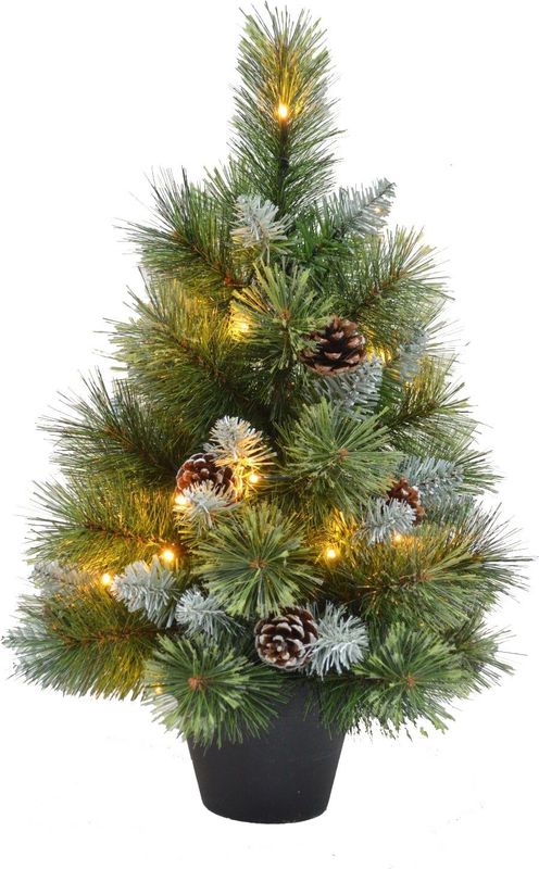 Intratuin - Kunstkerstboom - Groen - 60 cm - Met Verlichting - 25 LED Lichtjes