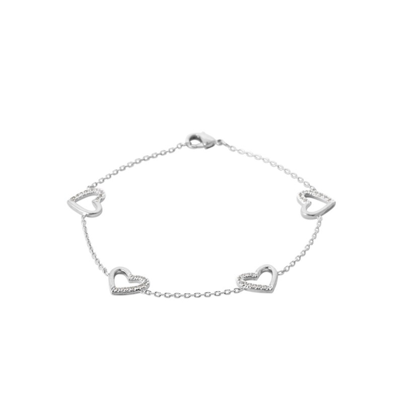 Bracelet Femme - Argent 925 - Oxyde de zirconium - Longueur : 18 cm