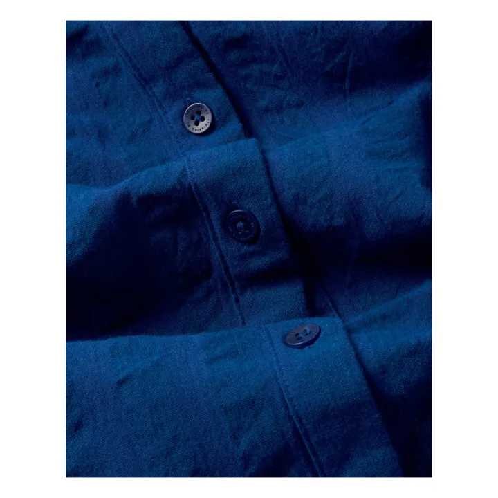Thinking Mu Robe Gretel Seersucker Coton Bio | Bleu marine