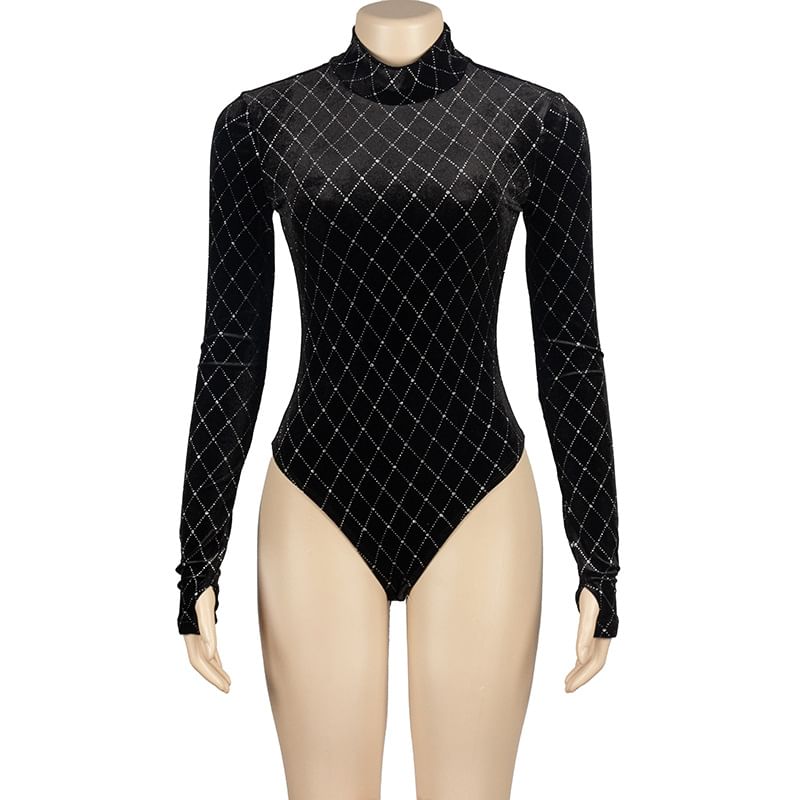 Erodite - Argyle body top met lange mouwen en coltrui
