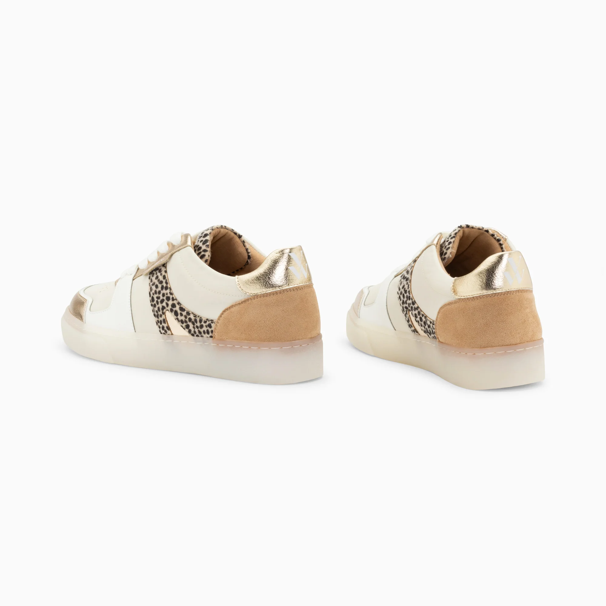 Sneakers-Baskets Sanae beige et champagne à semelle transparente