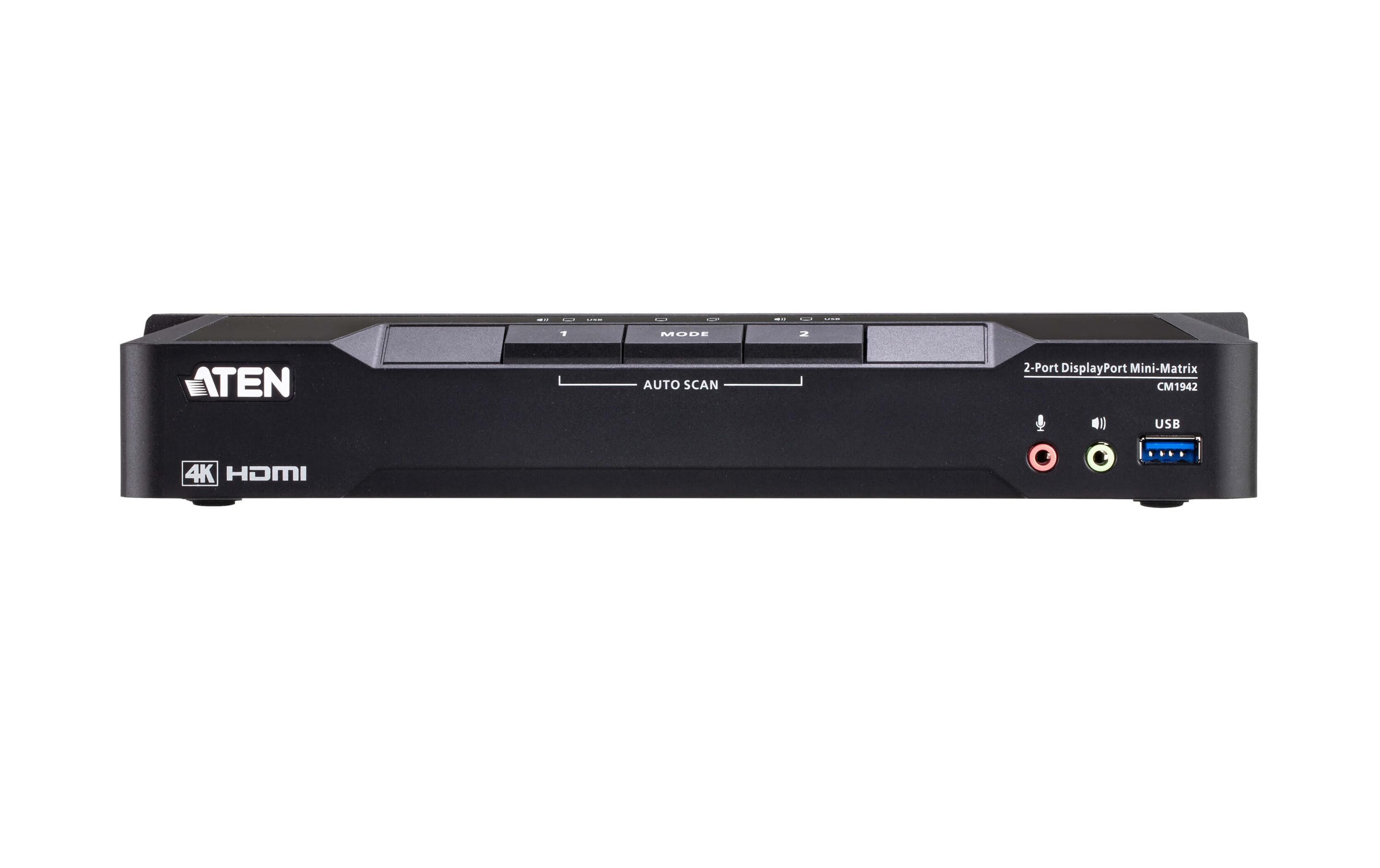 KVM Switch CM1942 DisplayPort, 4K 60Hz<br>2-Port 4K DisplayPort Dual Display Mini-Matrix Boundless KVM-Switch