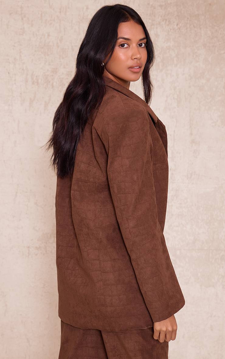Chocolat Blazer En Synthétique Effet Croco