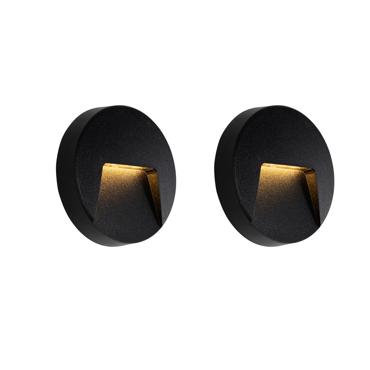 Set van 2 buiten wandlampen zwart rond incl. LED IP65 - Gem