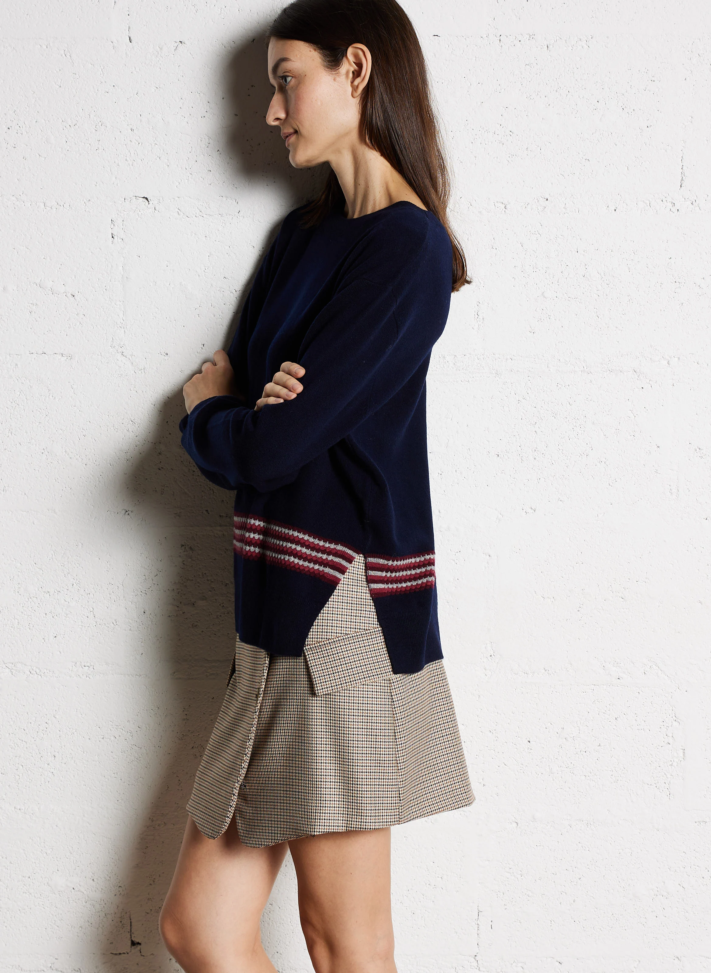 KATIE - Pull col bateau droite en laine | Bleu