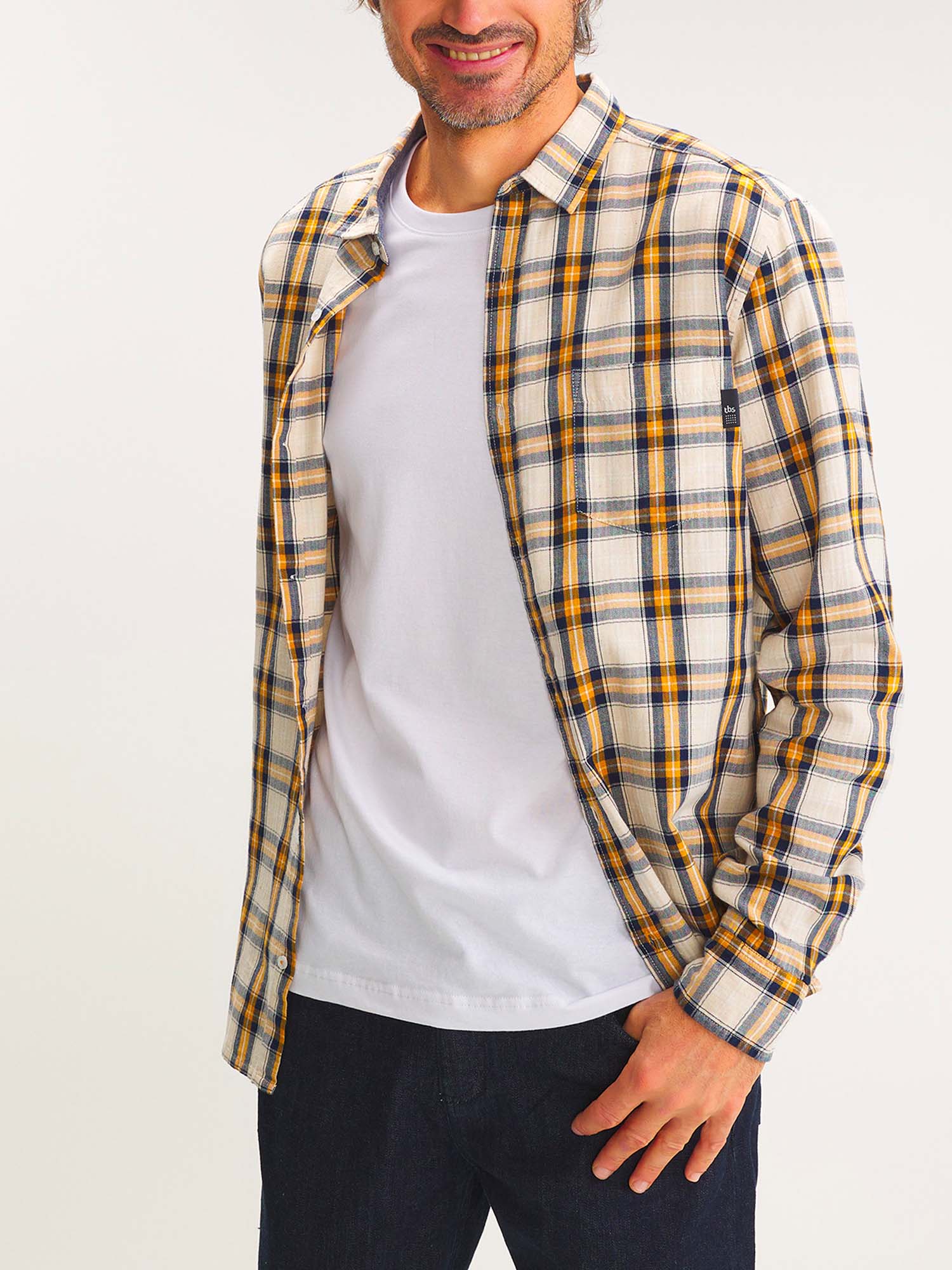 Chemise Homme A Carreaux Jaune et Noir