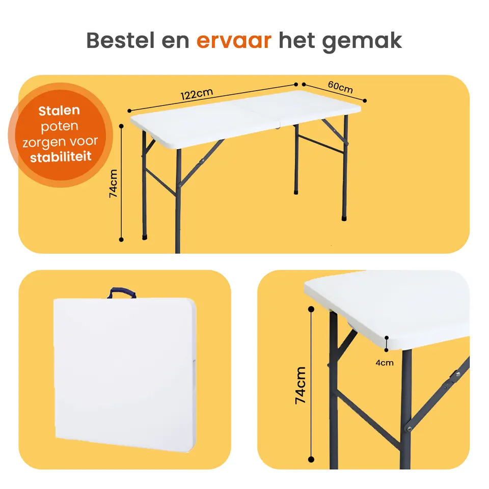 Goliving Inklapbare Tafel – Klaptafel – Campingtafel – Vouwtafel Buiten
