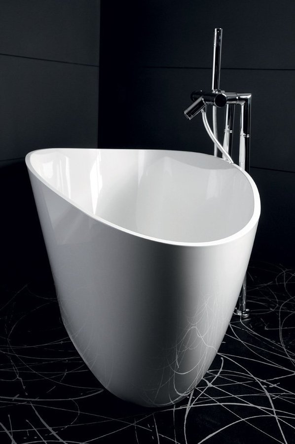 Gelco Elipsie vrijstaand bad wit glans mineraalmarmer 160x70cm