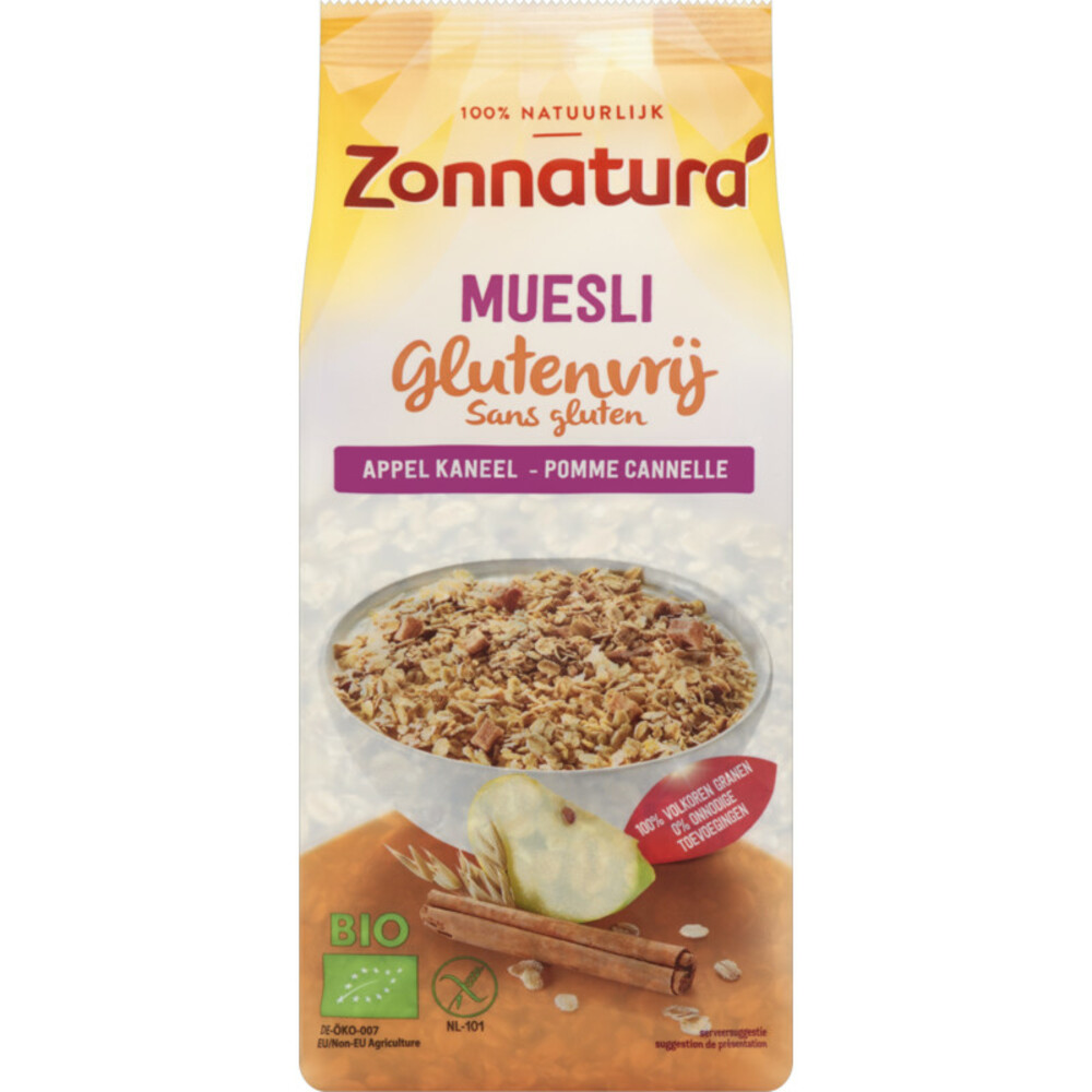 3x Zonnatura Muesli Appel Kaneel Glutenvrij375 gr