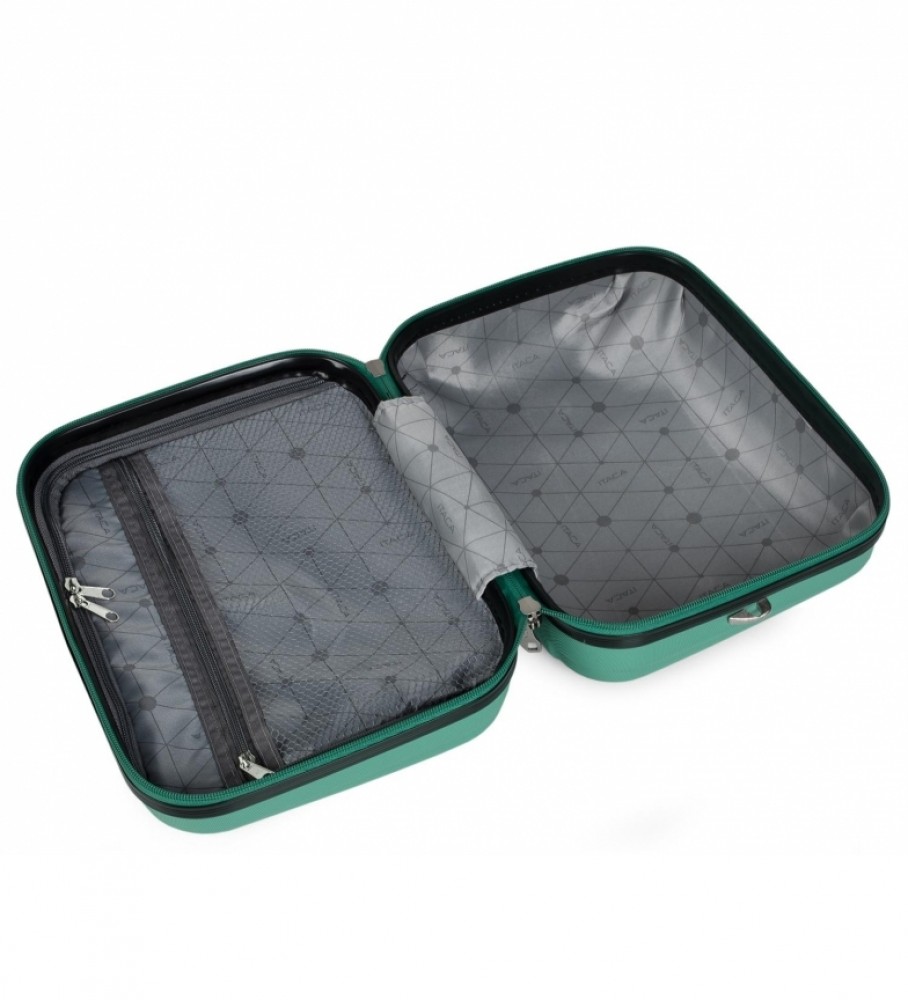Nécessaire de viagem rígida grande ITACA em ABS, modelo T71535, verde - 33 x 26 x 14 cm -